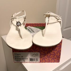 Ladies White Tory Burch Sandals - Size 10